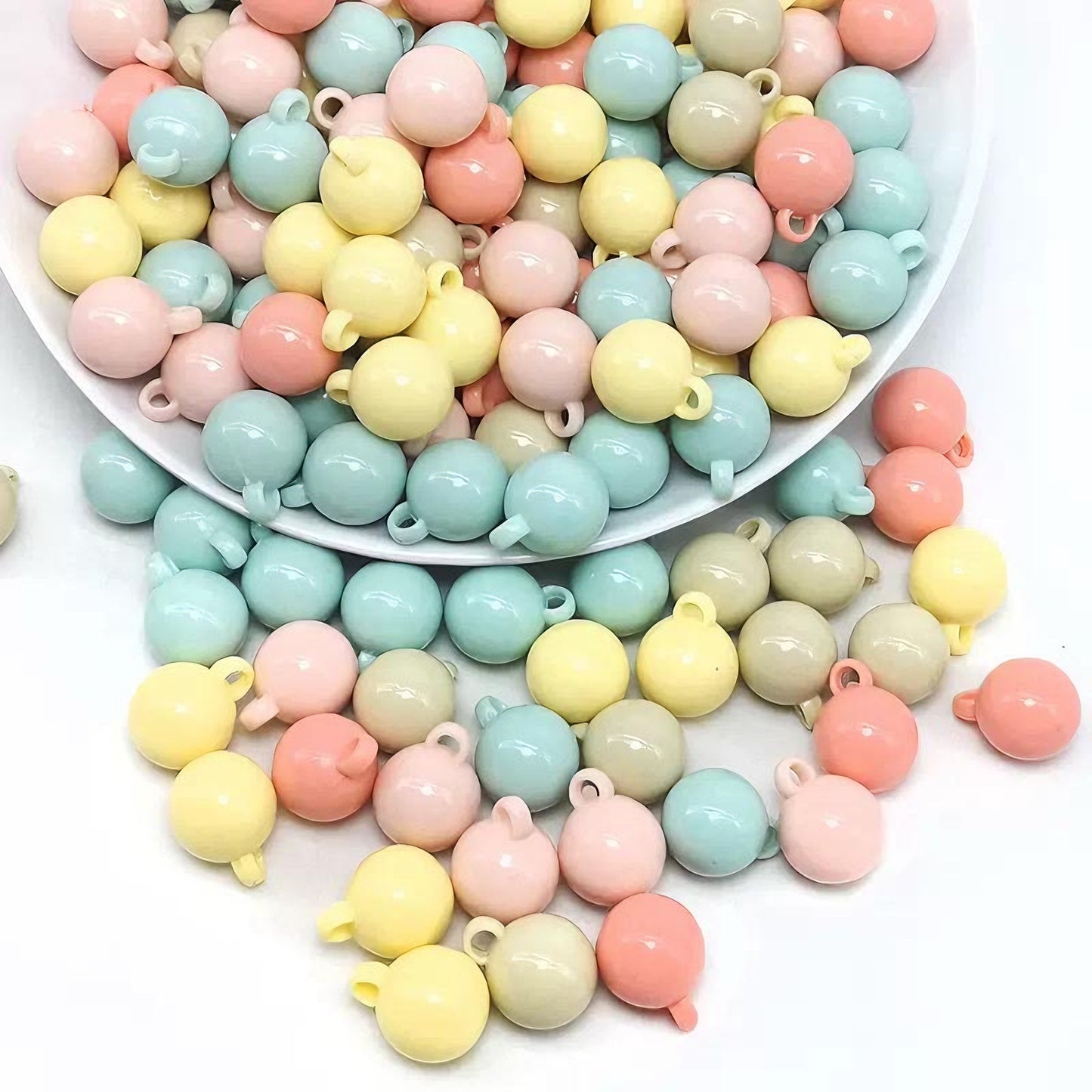 【A048】パステルカラー 高品質カン付アクリルビーズ