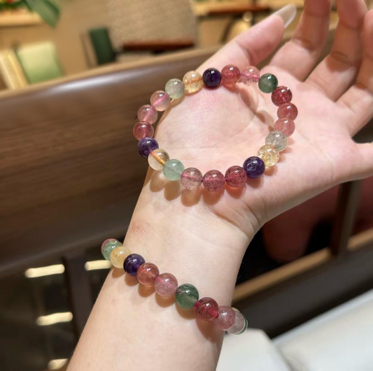 【C023】ストロベリー七宝クリスタルブレスレット(9MM)