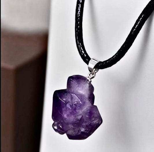 【C039】天然アメジスト原石ペンダント