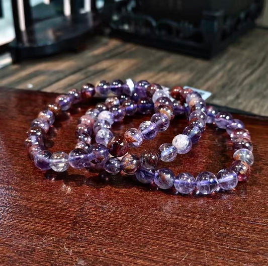【C019】パープルファントムクオーツ ブレスレット(7MM)