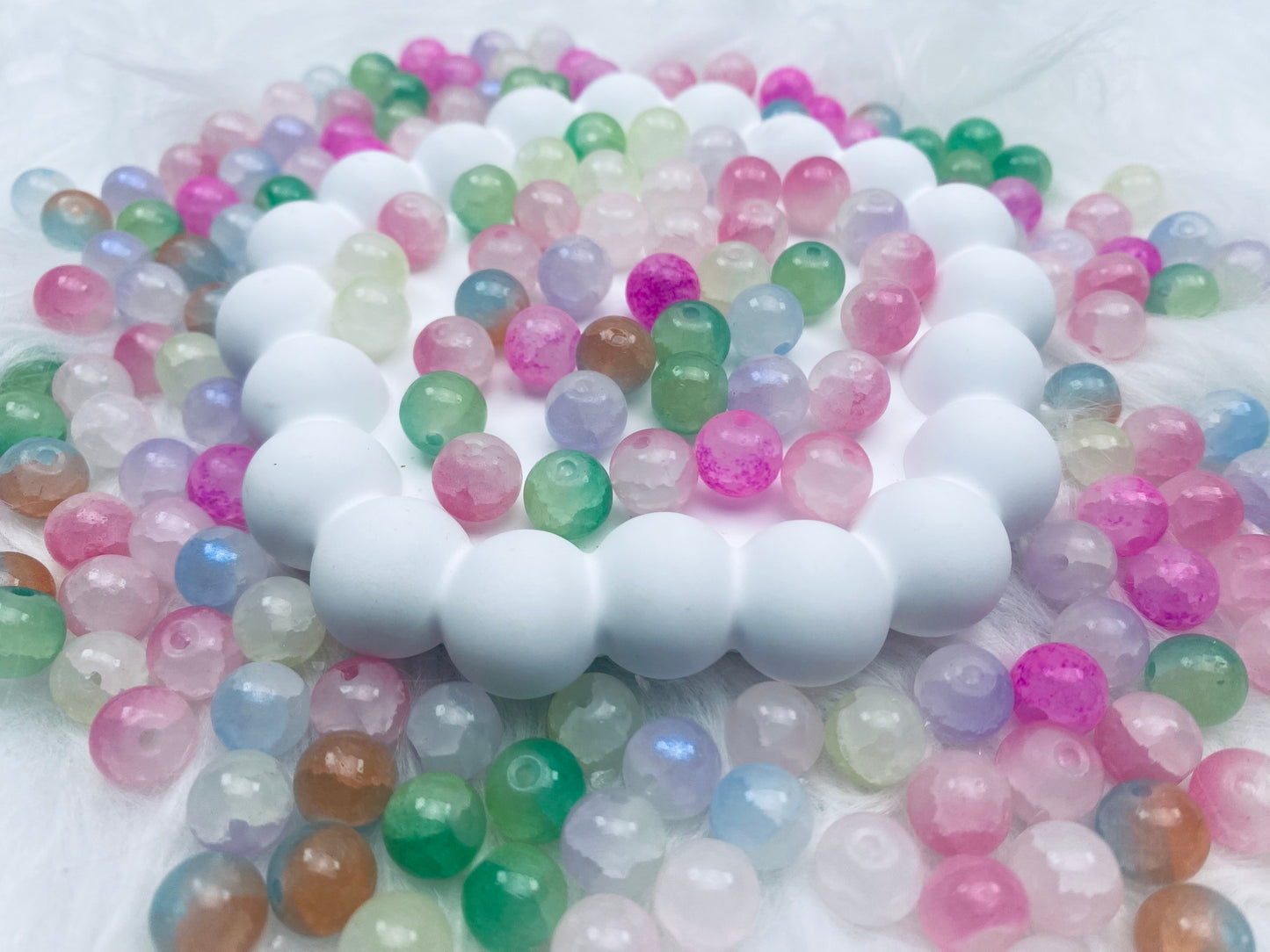 【A040】パステル 高品質ガラスビーズ