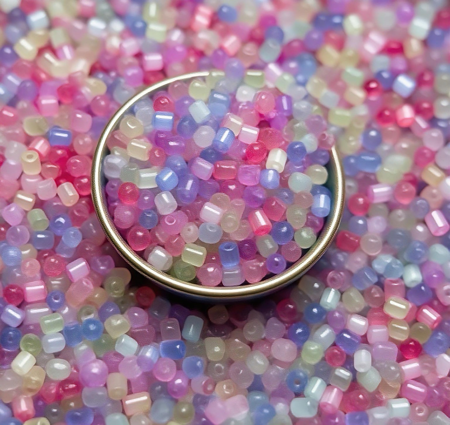 【A046】夢色  　キャツアイチューブビーズ