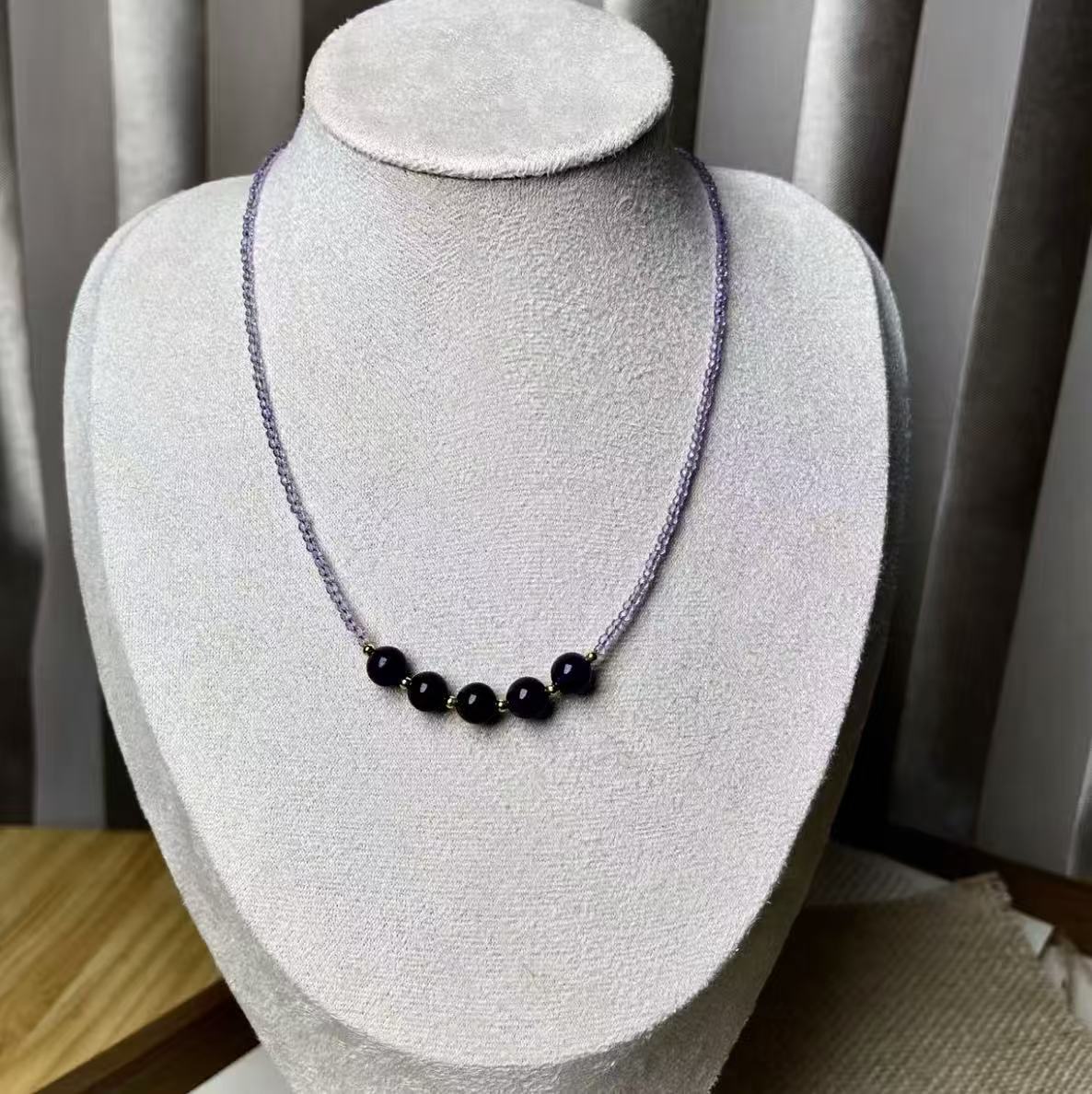 【C042】天然アメジスト　ネックレス（8.5MM）