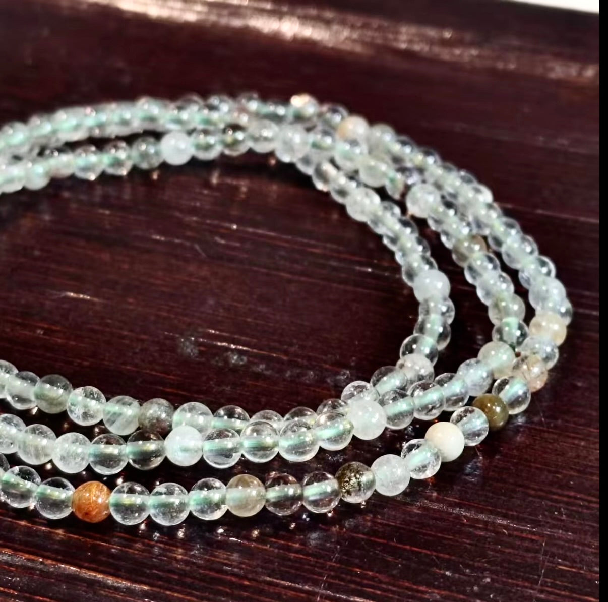 【C014】ファントムクオーツ　ブレスレット（3MM、３周)