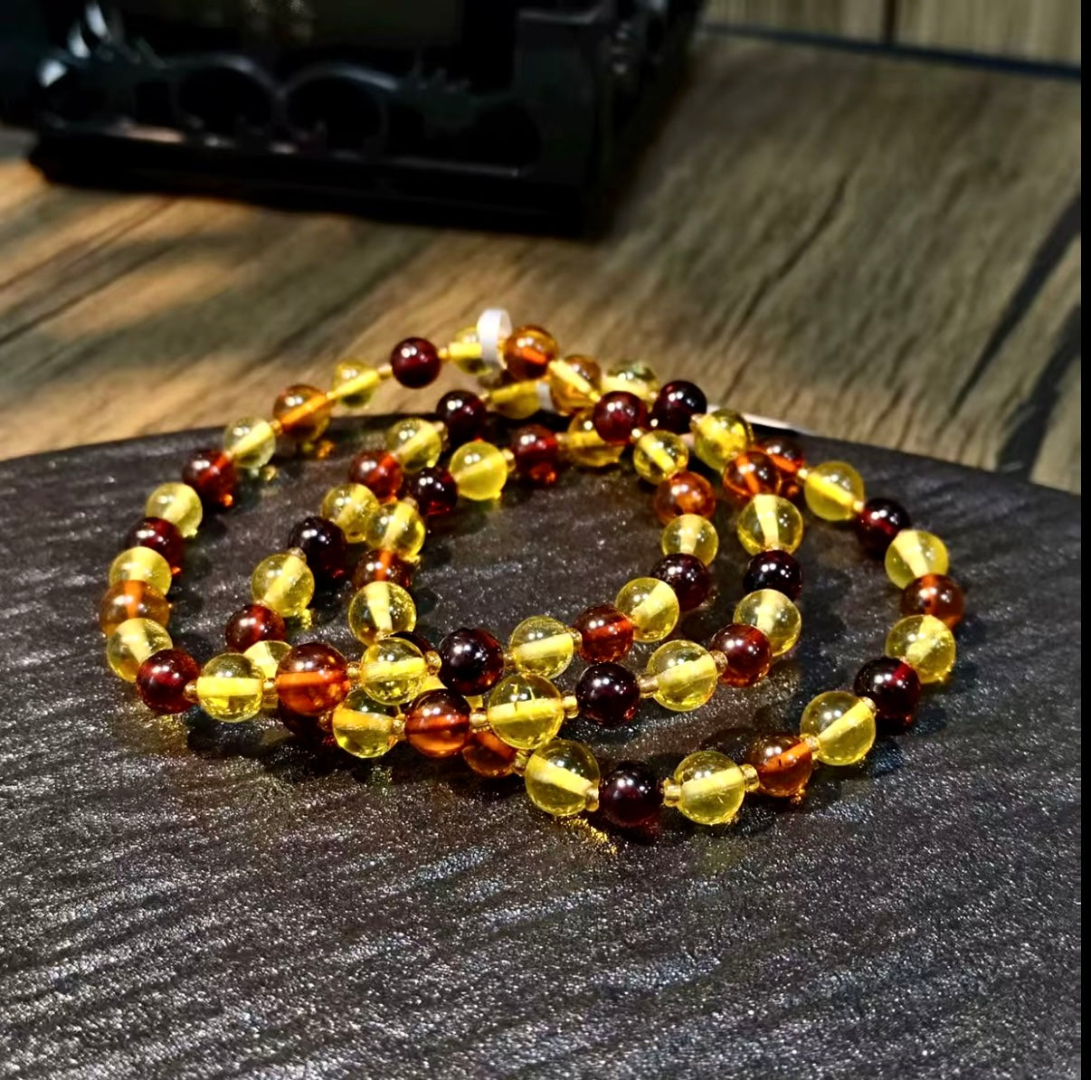 【C020】コハクブレスレット（5MM)