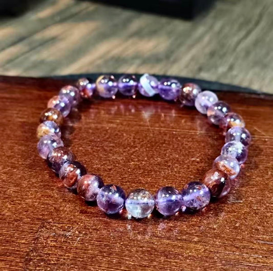 【C019】パープルファントムクオーツ ブレスレット（7MM)