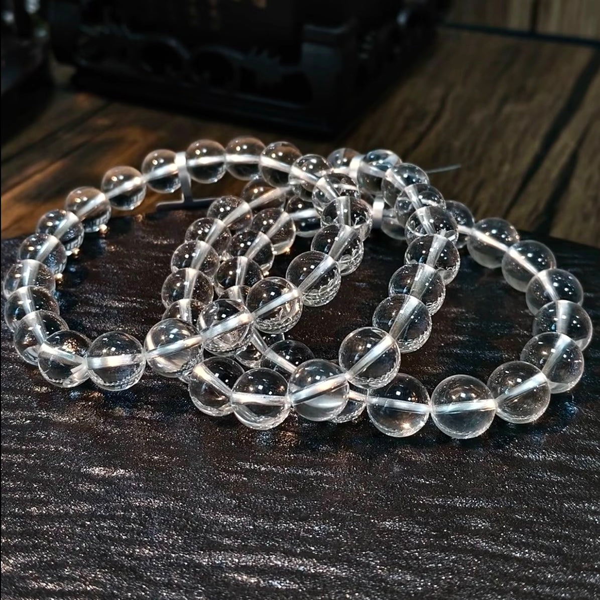 【C009】高品質ホワイトクオーツ ブレスレット（7MM)