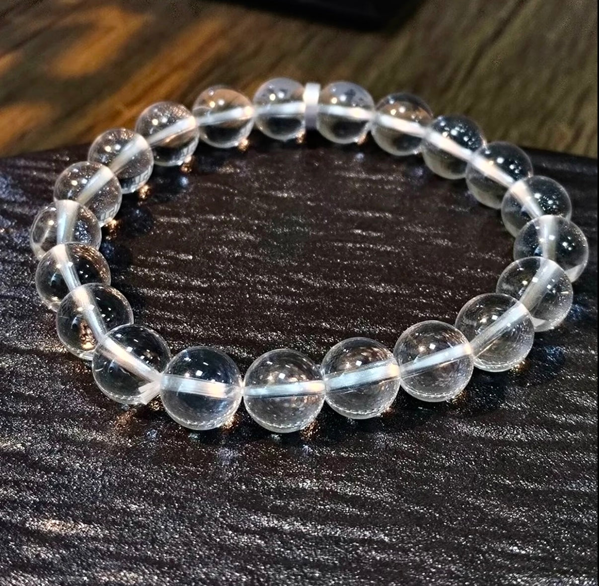 【C009】高品質ホワイトクオーツ ブレスレット（7MM)