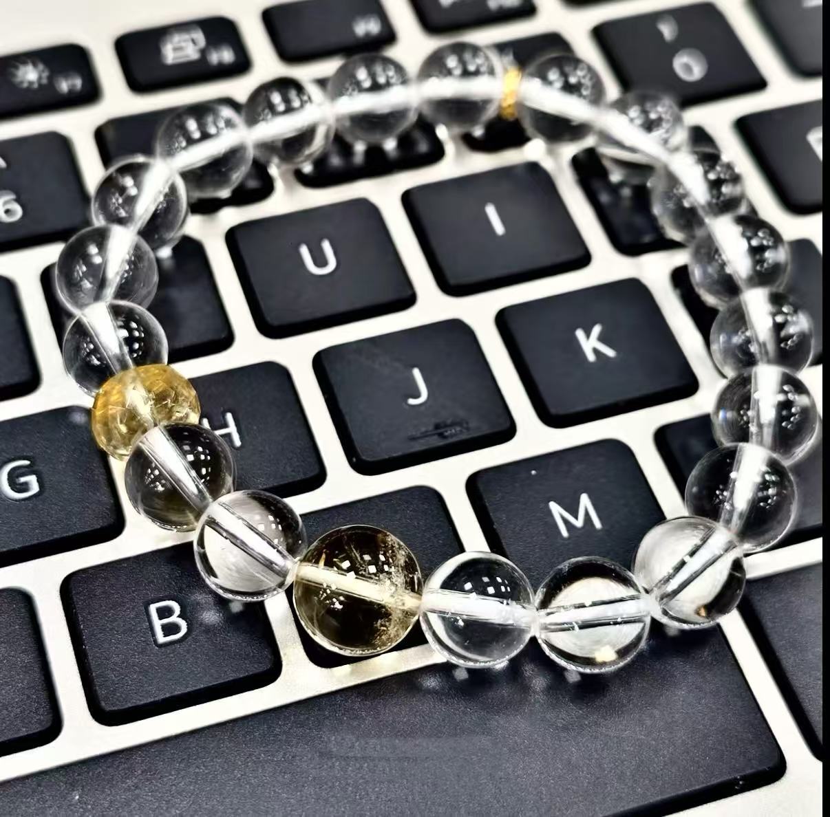 【C010】高品質ホワイトクオーツ ブレスレット（9MM)