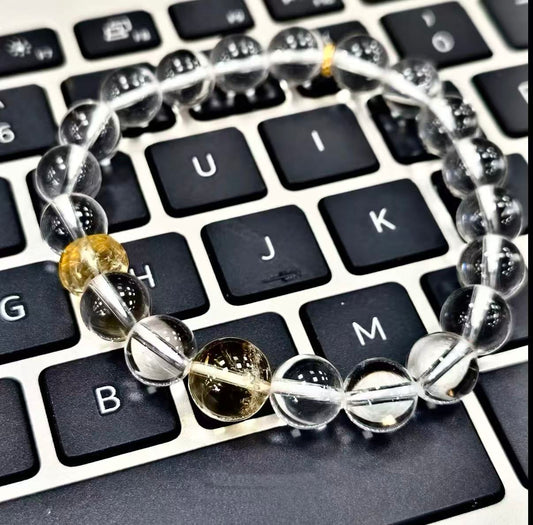 【C010】高品質ホワイトクオーツ ブレスレット（9MM)