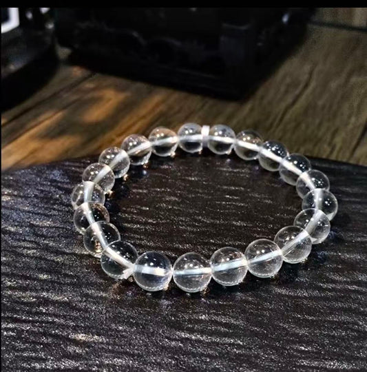 【C011】高品質ホワイトクオーツ ブレスレット（9MM)（AA)