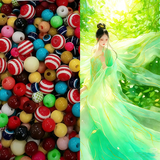 【A061】カラフル柄 高品質アクリルビーズ