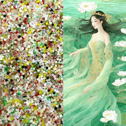 【A062】微細星屑の虹 高品質ガラスビーズ(4MM)