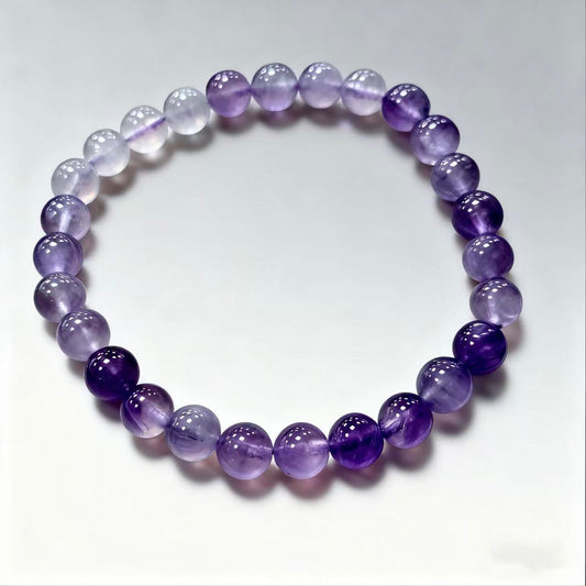 【C035】ラベンダーグラデーションアメジストブレスレット(7MM)