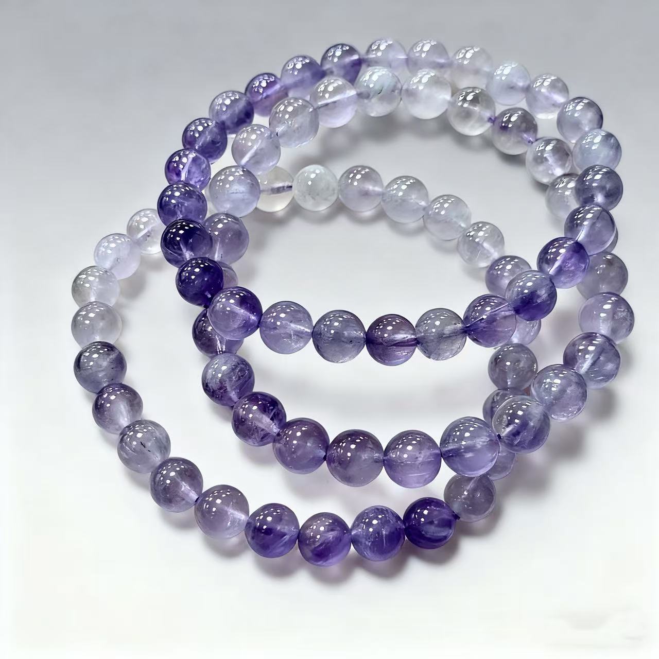 【C035】ラベンダーグラデーションアメジストブレスレット(7MM)
