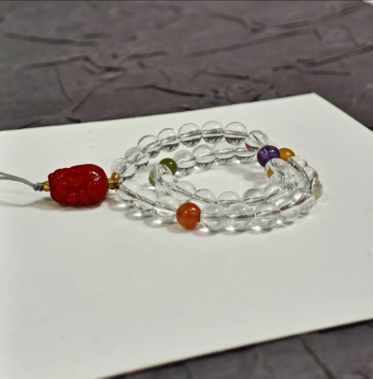 【C046】ホワイトクオーツ携帯ストラップ(約3～4MM)