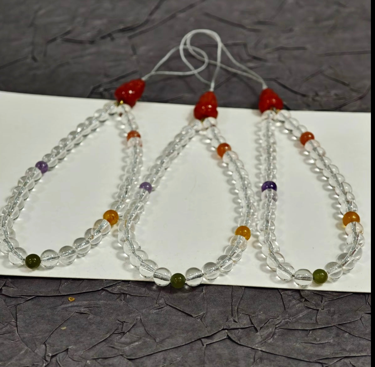 【C046】ホワイトクオーツ携帯ストラップ(約3～4MM)