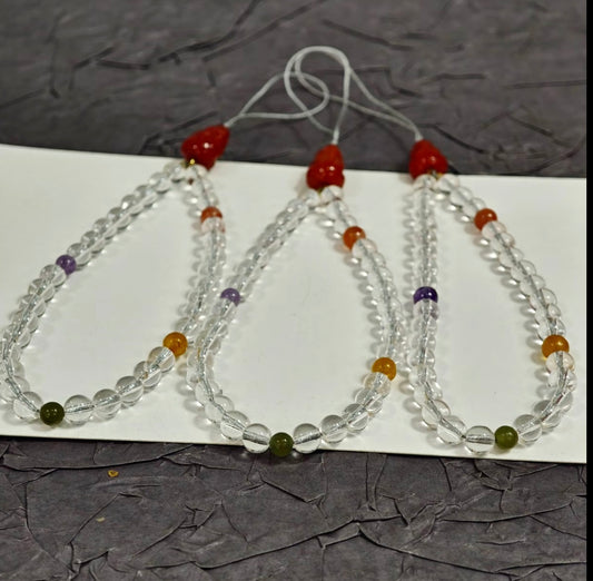 【C046】ホワイトクオーツ携帯ストラップ(約3～4MM)