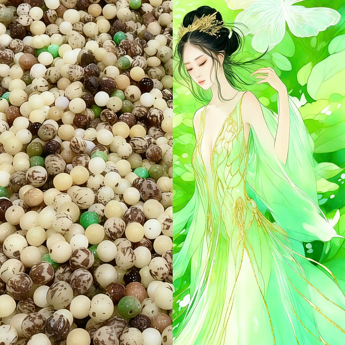 【A063】秋の月白 菩提ビーズ