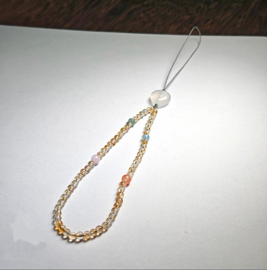 【C052】シトリン携帯ストラップ(3MM)