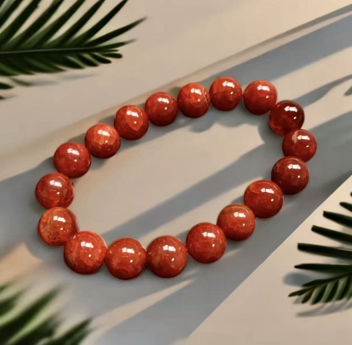 【C042】天然竜鱗鳳血の赤瑪瑙ブレスレット(10MM)