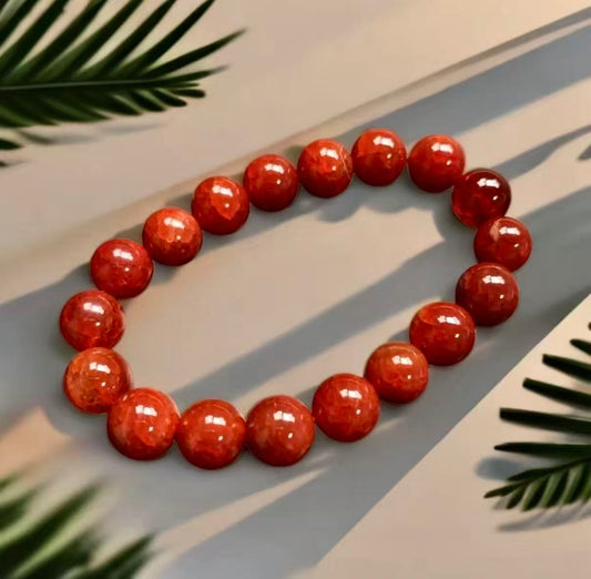 【C042】天然竜鱗鳳血の赤瑪瑙ブレスレット(10MM)